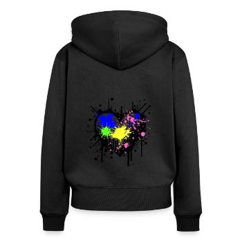 Colorsplash Heart - Frauen Premium Bio Zip Hoodie - Schwarz - Hinten - Julia (174cm)