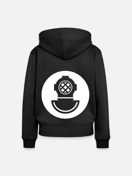 Taucherhelm Tauchen symbol - Frauen Premium Bio Zip Hoodie - Schwarz