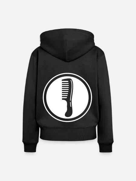 Kamm Friseur icon - Frauen Premium Bio Zip Hoodie - Schwarz