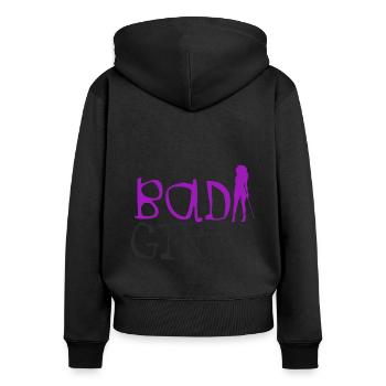 I love Bad Girls - Frauen Premium Bio Zip Hoodie - Schwarz - Hinten - Julia (174cm)