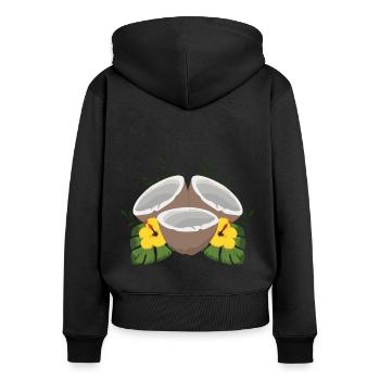 Sommer Kokosnuss - Frauen Premium Bio Zip Hoodie - Schwarz - Hinten - Julia (174cm)
