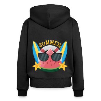 Watermelon with Sunglasses - Frauen Premium Bio Zip Hoodie - Schwarz - Hinten - Julia (174cm)