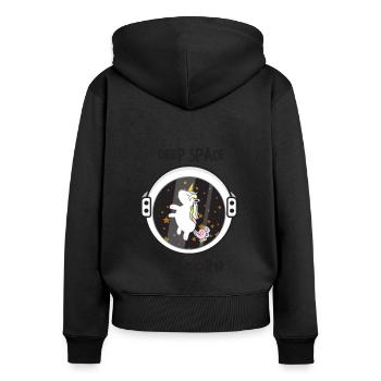 Licorne / Licorne de l'espace lointain - Sweat à capuche zippé Premium bio Femme - noir - Dos - Julia (174cm)