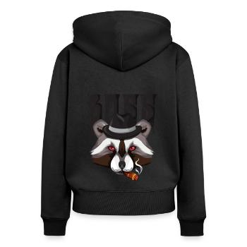 Mafia Boss Waschbär - Frauen Premium Bio Zip Hoodie - Schwarz - Hinten - Julia (174cm)