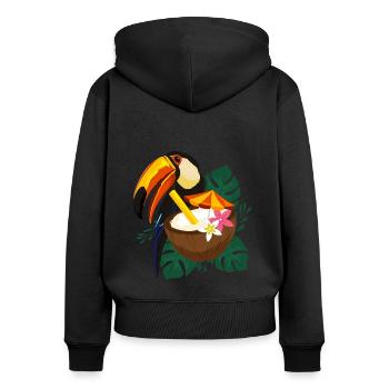 Toucan Summer - Poster - Frauen Premium Bio Zip Hoodie - Schwarz - Hinten - Julia (174cm)