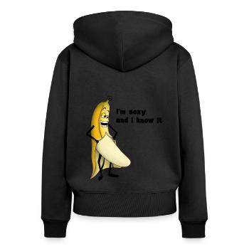 Kinky banana sexy (Banane) - Frauen Premium Bio Zip Hoodie - Schwarz - Hinten - Julia (174cm)