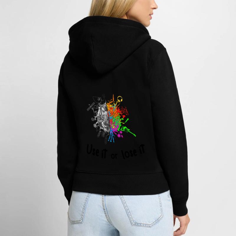 Brain halves functions - use it lose it Women's Premium Organic Zip Hoodie
