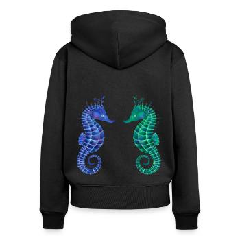 Süße Seepferdchen - Frauen Premium Bio Zip Hoodie - Schwarz - Hinten - Julia (174cm)