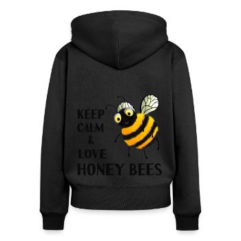Bees - Keep calm and love honey bees - Women's Premium Organic Zip Hoodie - black - Back - Julia (174cm)