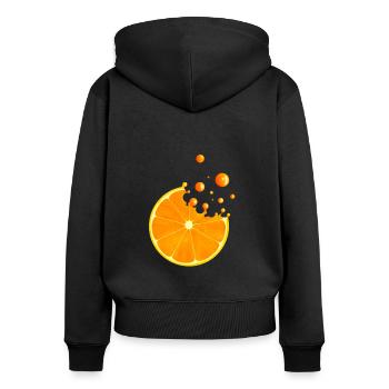 Savoureuse orange aux agrumes - Sweat à capuche zippé Premium bio Femme - noir - Dos - Julia (174cm)