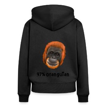 Monkey Ape Orangutan - 97 percent orangutan - Women's Premium Organic Zip Hoodie - black - Back - Julia (174cm)