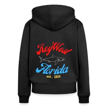 Floride - Key West - Sweat à capuche zippé Premium bio Femme - noir - Dos - Julia (174cm)