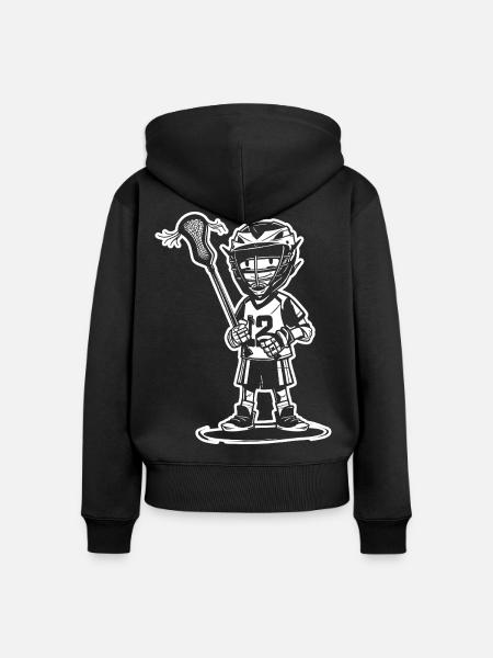 Lacrosse Junge Cartoon Stil - Frauen Premium Bio Zip Hoodie - Schwarz