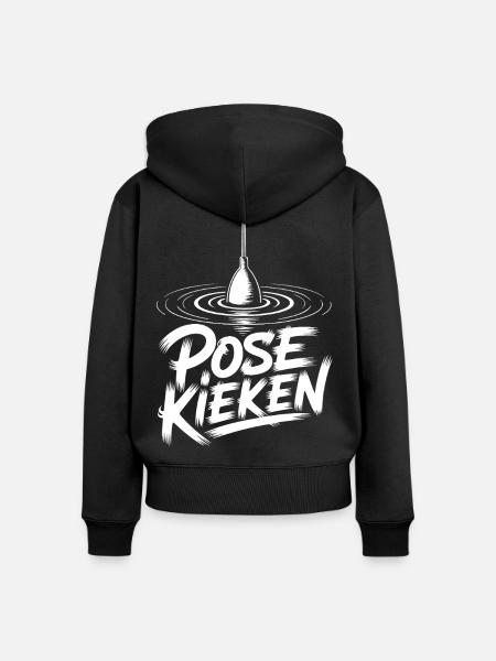 Angler Pose Design - Frauen Premium Bio Zip Hoodie - Schwarz