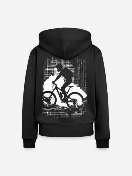 Mountainbike Liebhaber - Frauen Premium Bio Zip Hoodie - Schwarz