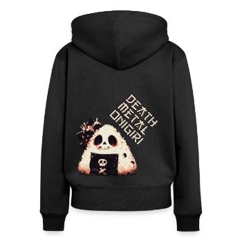 Onigiri Death Metal - Sweat à capuche zippé Premium bio Femme - noir - Dos - Julia (174cm)