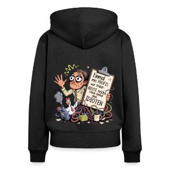 Einmal mit Profis was früher.. Büro Arbeit Idioten - Frauen Premium Bio Zip Hoodie - Schwarz - Hinten - Julia (174cm)