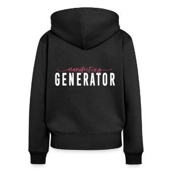 Manifesting Generator - Frauen Premium Bio Zip Hoodie - Schwarz - Hinten - Julia (174cm)