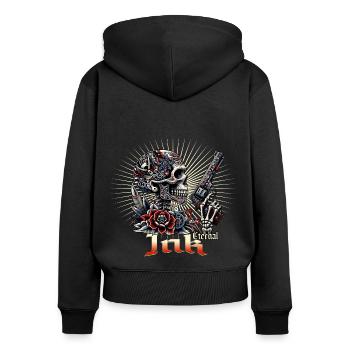 « Éternel rebelle : l’art de l’immortalité » - Sweat à capuche zippé Premium bio Femme - noir - Dos - Julia (174cm)