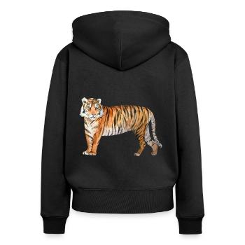 Tigre - Sweat à capuche zippé Premium bio Femme - noir - Dos - Julia (174cm)