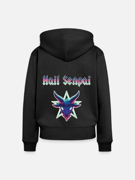 Hail Senpai Neon - Frauen Premium Bio Zip Hoodie - Schwarz