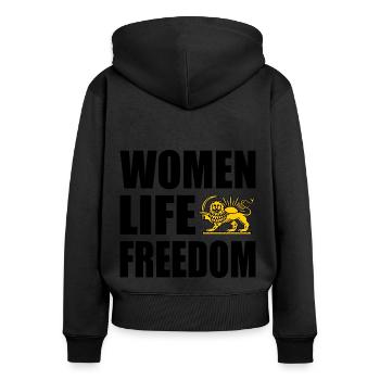 Women life freedom - Frauen Premium Bio Zip Hoodie - Schwarz - Hinten - Julia (174cm)