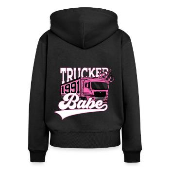 35. GEBURTSTAG 1991 TRUCKER BABE LKW FAHRERIN - Frauen Premium Bio Zip Hoodie - Schwarz - Hinten - Julia (174cm)