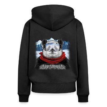 panda de ski - Sweat à capuche zippé Premium bio Femme - noir - Dos - Julia (174cm)