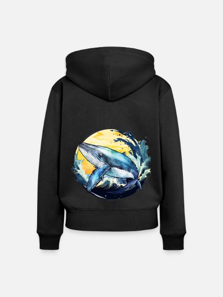 Blauwal - Frauen Premium Bio Zip Hoodie - Schwarz