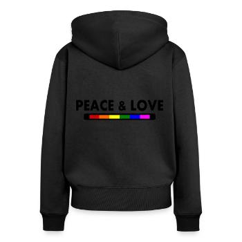 Peace and love - Women's Premium Organic Zip Hoodie - black - Back - Julia (174cm)