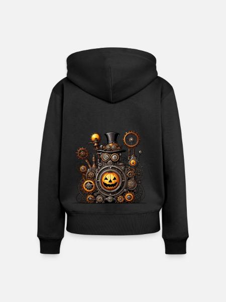 Halloween-Maschine - Frauen Premium Bio Zip Hoodie - Schwarz