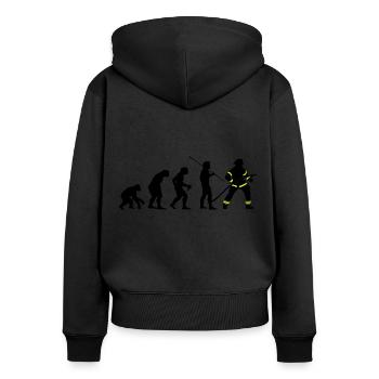 Feuerwehr - Frauen Premium Bio Zip Hoodie - Schwarz - Hinten - Julia (174cm)