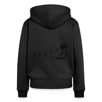 Finally Friday - Women's Premium Organic Zip Hoodie - black - Back - Julia (174cm)