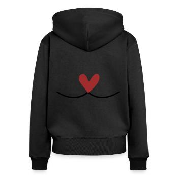 Ligne de connexion du cœur - Sweat à capuche zippé Premium bio Femme - noir - Dos - Julia (174cm)