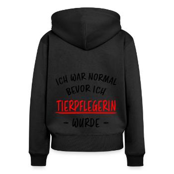 Tierpflegerin Lustiger Spruch Beruf Tiere Geschenk - Frauen Premium Bio Zip Hoodie - Schwarz - Hinten - Julia (174cm)