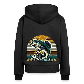 Poisson bar - Sweat à capuche zippé Premium bio Femme - noir - Dos - Julia (174cm)
