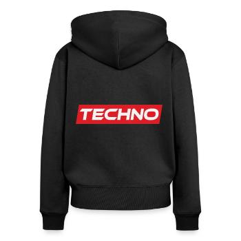 Techno Rave Festival Electro Music Raver - Women's Premium Organic Zip Hoodie - black - Back - Julia (174cm)