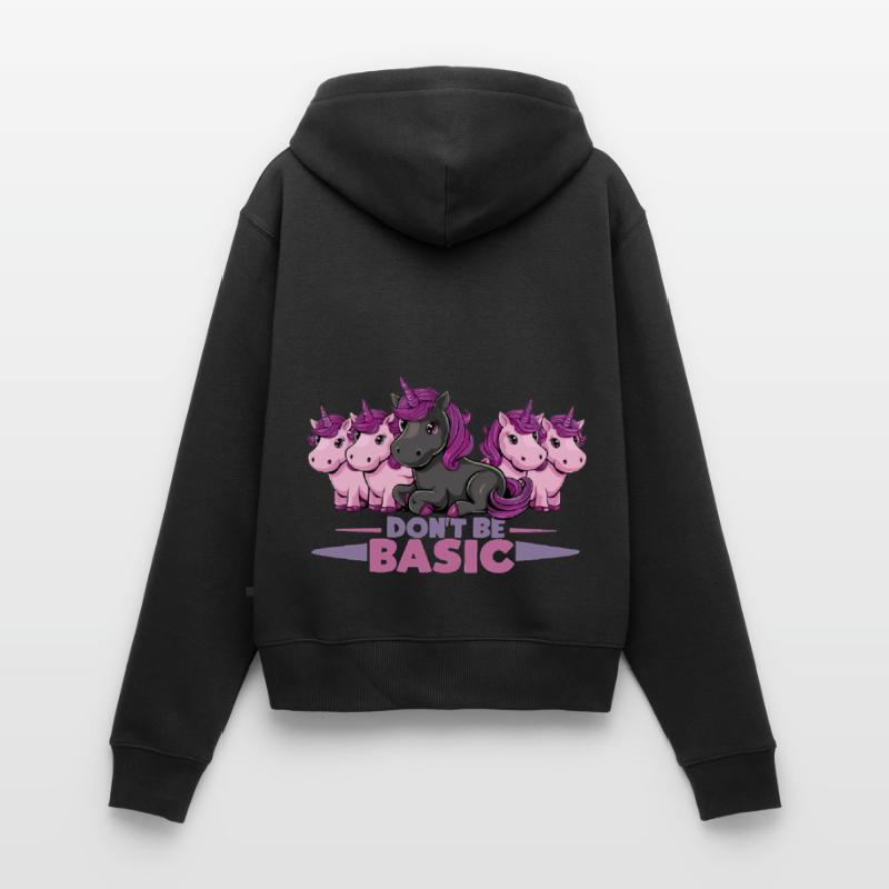 Don´t be basic! Sei anders! Schwarzes Einhorn Frauen Premium Bio Zip Hoodie