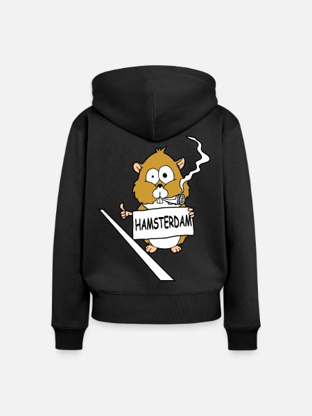 Hamsterdam - Frauen Premium Bio Zip Hoodie - Schwarz
