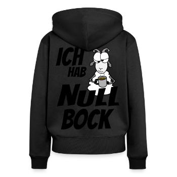 habe Null Bock keine Lust - Frauen Premium Bio Zip Hoodie - Schwarz - Hinten - Julia (174cm)