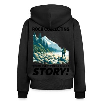 Kieselgestein sammeln Mineraliensammler Geologie - Frauen Premium Bio Zip Hoodie - Schwarz - Hinten - Julia (174cm)