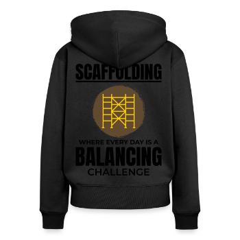 Plate-forme d’échafaudage d’échafaudage de constructeur d’échafaudages - Sweat à capuche zippé Premium bio Femme - noir - Dos - Julia (174cm)