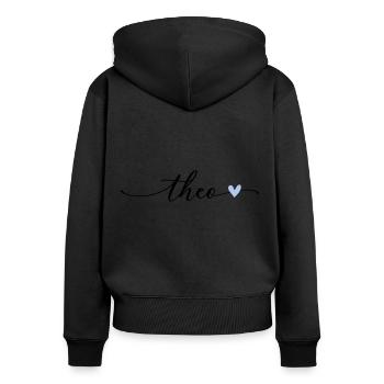 Theo Name Calligraphy Font - Women's Premium Organic Zip Hoodie - black - Back - Julia (174cm)