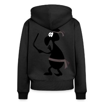 Funny Shinobi - le t-shirt des ninjas drôles - Sweat à capuche zippé Premium bio Femme - noir - Dos - Julia (174cm)