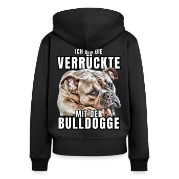 I'm the CRAZY one with the bulldog dog DOGS - Women's Premium Organic Zip Hoodie - black - Back - Julia (174cm)