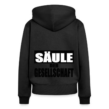 Säule der Gesellschaft Shirt Tasse Lustige Sprüche - Frauen Premium Bio Zip Hoodie - Schwarz - Hinten - Julia (174cm)
