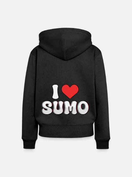 Ich liebe Sumo - Frauen Premium Bio Zip Hoodie - Schwarz