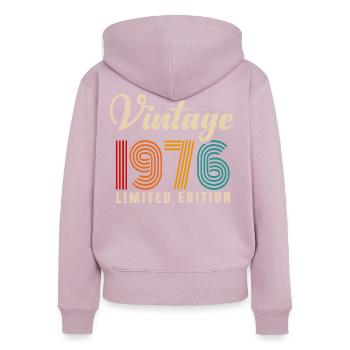 JAHRGANG 1976. 45. GEBURTSTAG - Frauen Premium Bio Zip Hoodie - Altrosa - Hinten - Julia (174cm)
