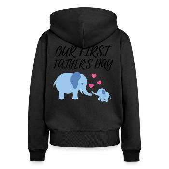 Our first father's day - Women's Premium Organic Zip Hoodie - black - Back - Julia (174cm)