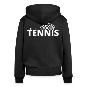 tennis / Tennis / Tennis spieler / Tennis Spielen - Frauen Premium Bio Zip Hoodie - Schwarz - Hinten - Julia (174cm)